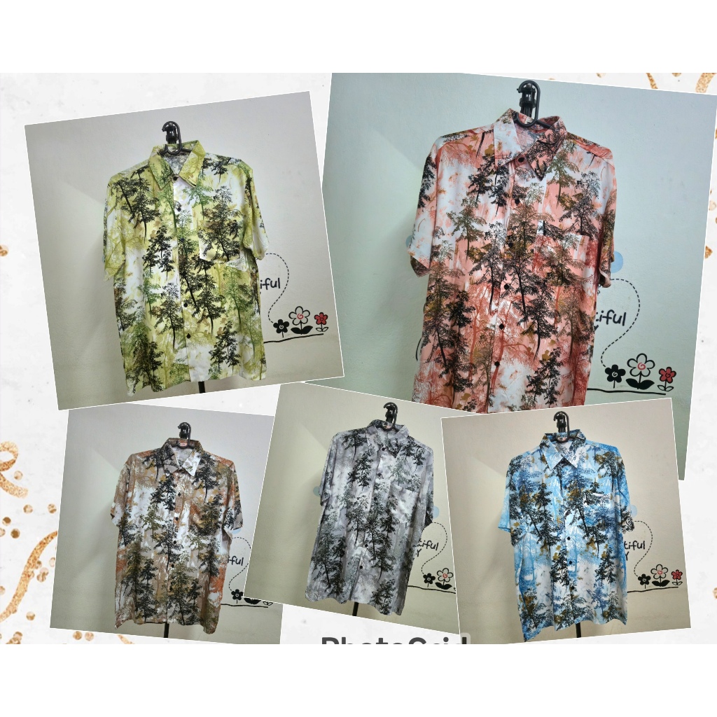 {ฮอตฮิต 5 สี} เสื้อฮาวาย เสื้อเชิ้ตฮาวาย เสื้อลายดอก ผ้าสปันเรยอน ผ้านิ่ม ทิ้งตัว แห้งง่าย ลายคลาสสิค