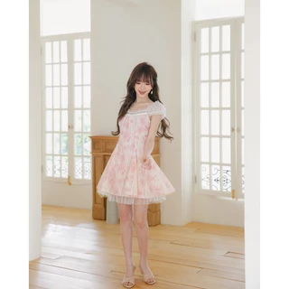 DR0629 LABELLE รุ่น ’Bloomelle Dress เดรสสั้นสีฟ้าน่ารัก