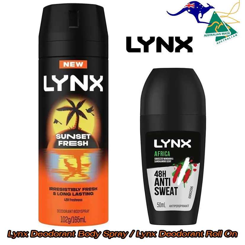 Lynx Deodorant Body Spray Sunset Fresh 165ml / Lynx Deodorant Roll On Antiperspirant Africa 50ml