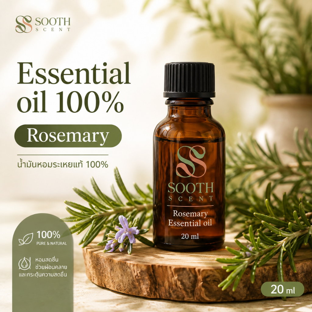Sooth Scent Essential Oil Rosemary 20ml | น้ำมันหอมระเหยแท้ 100% โรสแมรี่