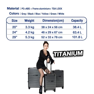 [รับประกัน3ปี] Tpartner รุ่น Titanium - กระเป๋าเดินทางพันธ์ุแกร่ง ขนาด 20/24/29 โฉมใหม่โครงสร้างอลูมิเนียม ทนทานทุกมิติ