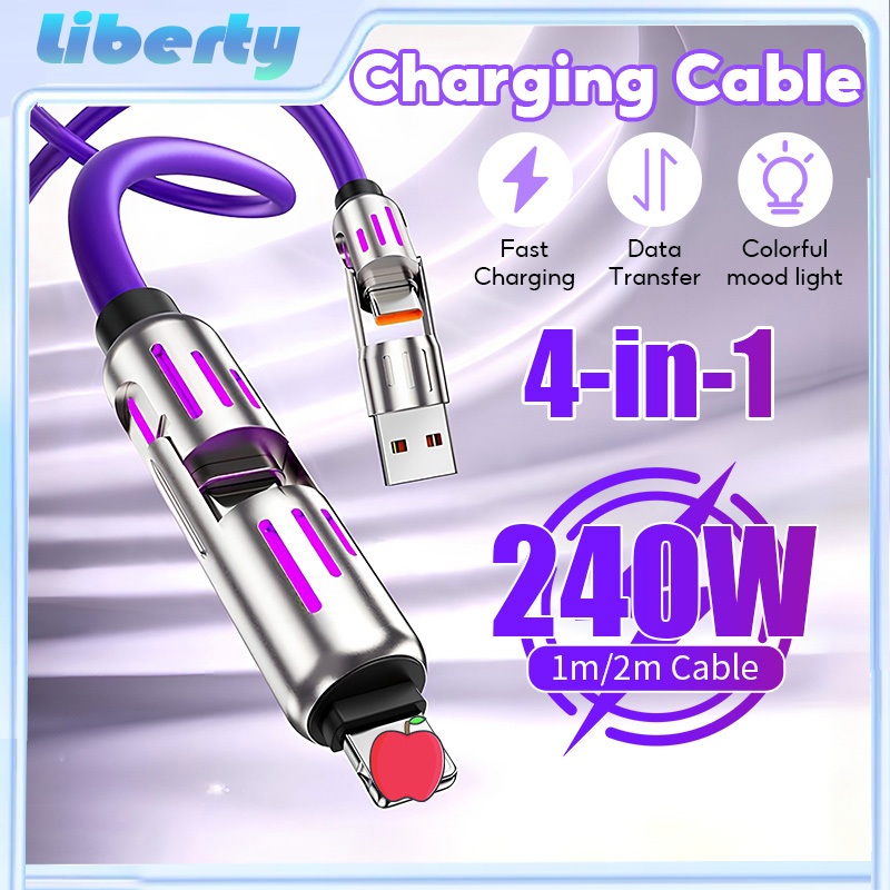 240W สายชาร์จเร็ว 4 in 1 Type-C จอแสดงผลภาพ USB ชาร์จเร็วสุด