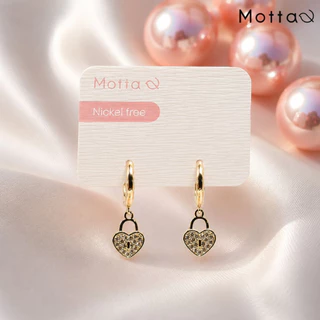 Motta Earring ต่างหูห่วงมีจี้ชุบทองคำขาว รวมจี้ลายหัวใจ
