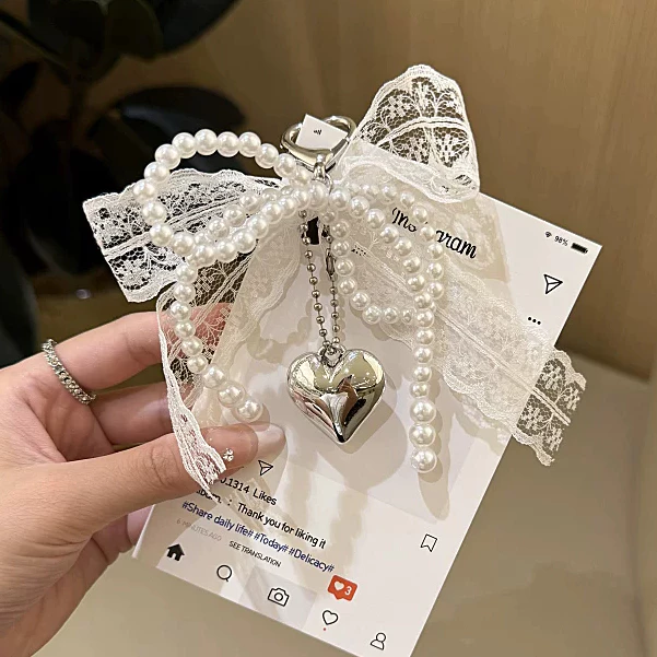 พวงกุญแจโบว์ อุปกรณ์เสริมกระเป๋าแขวน Keychain น่ารัก ดีไซน์น่ารัก สไตล์เกาหลี Y2K
