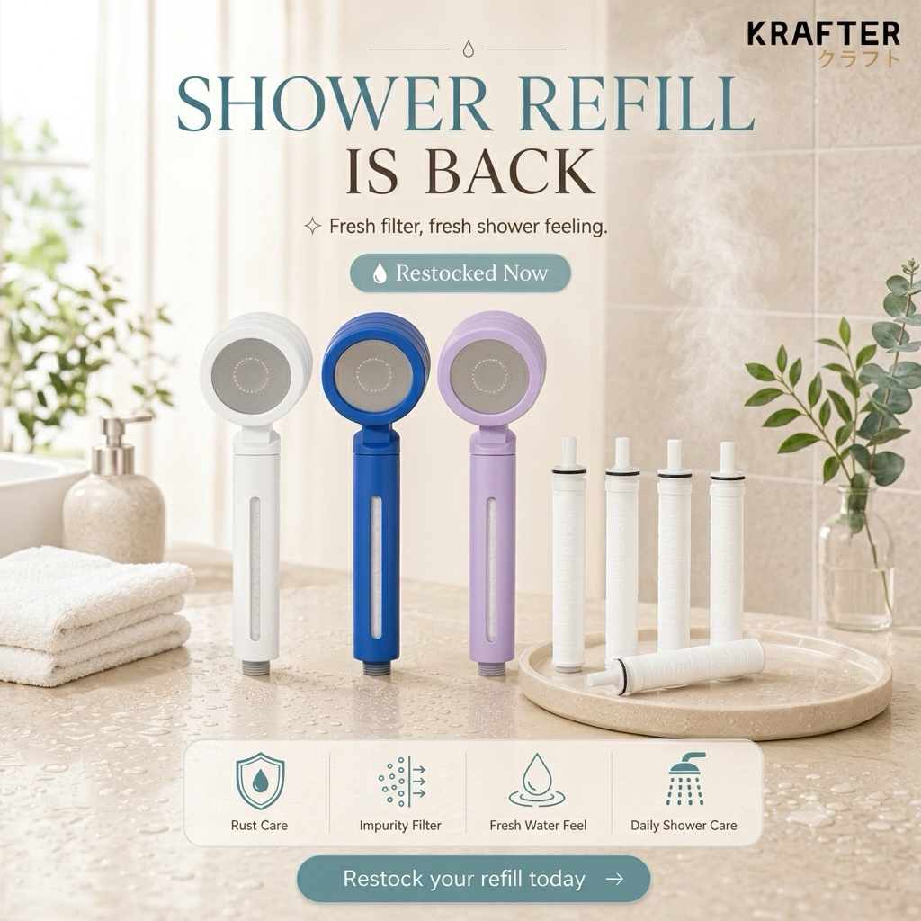 Krafter ฝักบัวกรองน้ำเกาหลี ฝักบัวอาบน้ำกรองน้ำสะอาด รุ่น Poppinluv Signature เพื่อสุขภาพผิว(รับประก