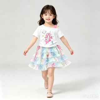 BB147 พร้อมส่ง ชุดเซตลูกสาวเสื้อ+กระโปรง เมอเมจหวาน นางเงือกน้อย น่ารักมาก