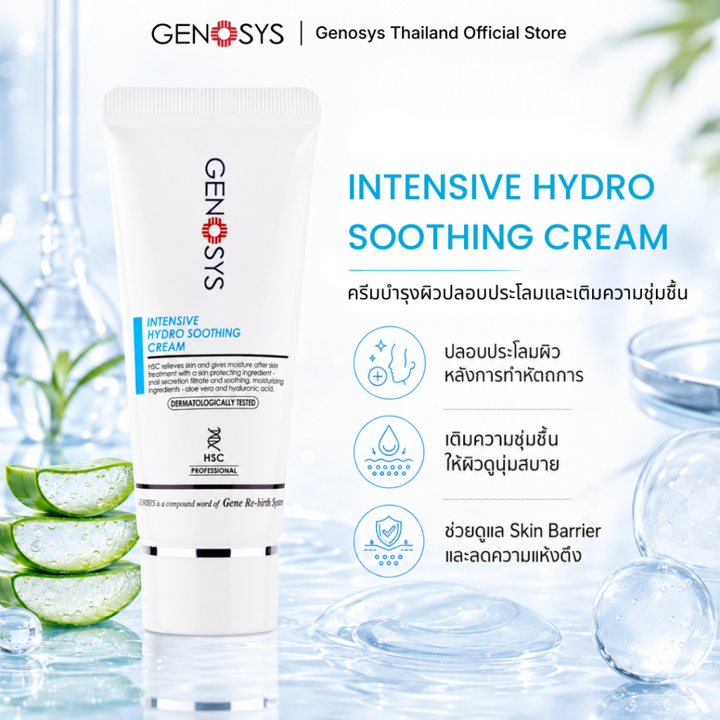 GENOSYS ครีมเจลเติมน้ำผิว Intensive Hydro Soothing Cream 50ml ผิวแห้ง ระคายเคืองง่าย ปลอบประโลม ของแ