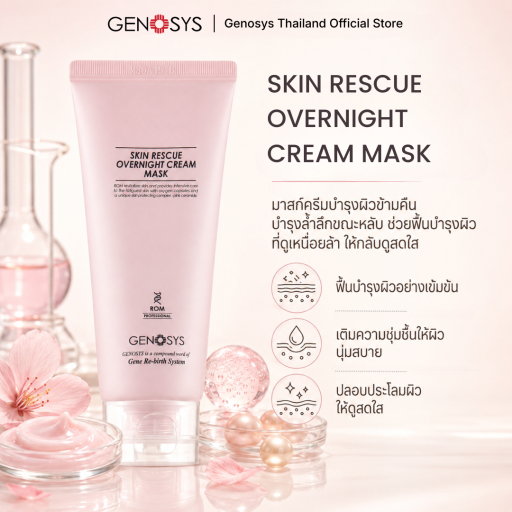 GENOSYS สลีปปิ้งมาสก์ Skin Rescue Overnight Cream Mask มาสก์กลางคืน ฟื้นบำรุงผิว ชุ่มชื้น ของแท้
