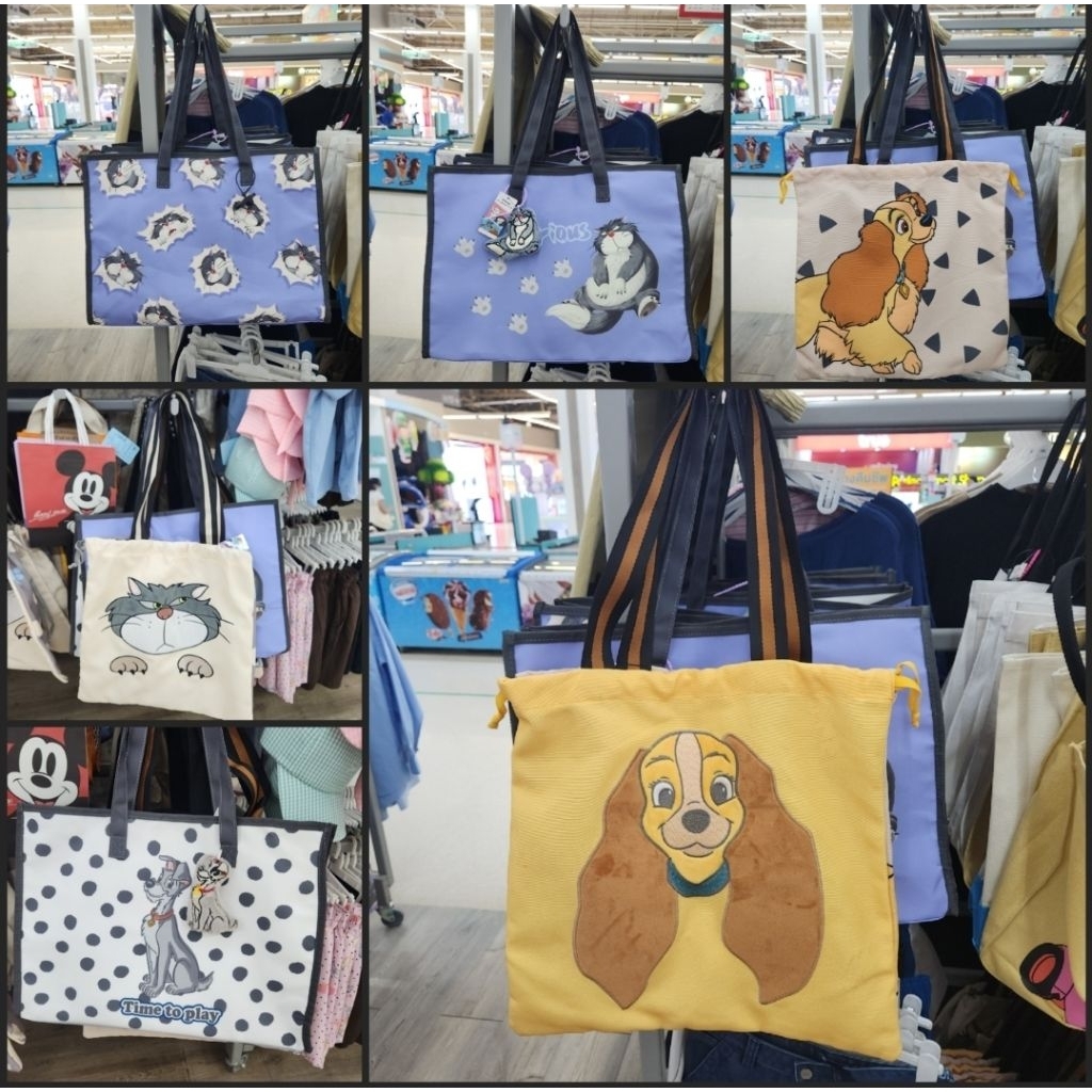 NEW 🏷 พร้อมส่งกระเป๋ากระสอบลาย Lady and tramp กระเป๋ากระสอบ กระเป๋าผ้า กระเป๋าเอนกประสงค์