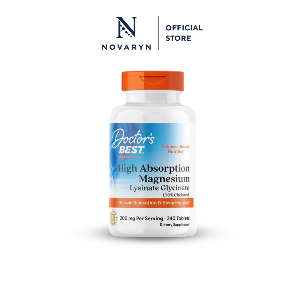 [ของแท้] Doctor's Best Magnesium Glycinate 200 mg | แมกนีเซียม ดูแลการนอนหลับ คลายกล้ามเนื้อ ลดความเครียด