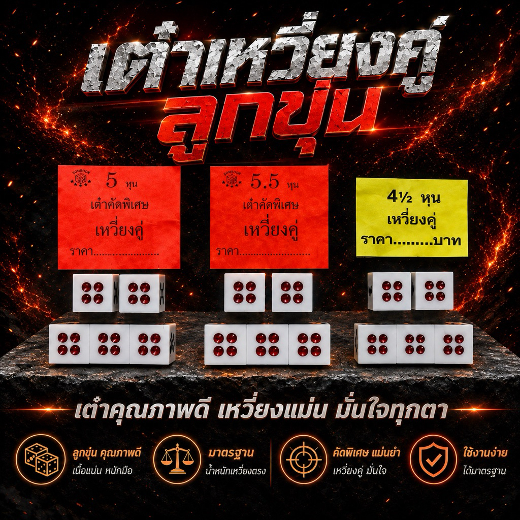 ลูกเต๋าเหวี่ยงคู่ แบบขุ่น (1ชุดมี5ลูก)