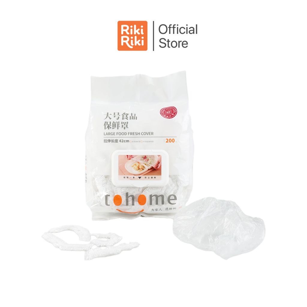 Rikiriki พลาสติกคลุมอาหารยางยืด Tohome รุ่น TJ607 (แพ็คสุดคุ้ม 200 ชิ้น) ใช้ง่ายกว่าฟิล์มแรป วัสดุปล