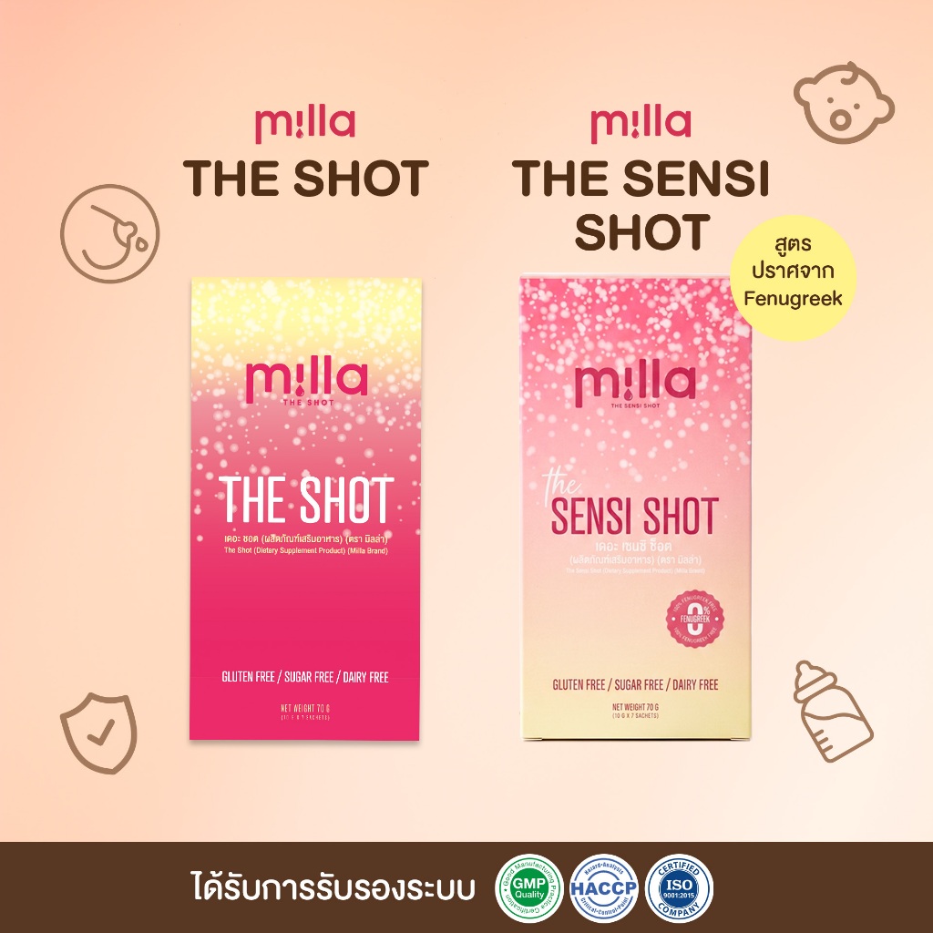 Milla The Shot / Milla The Sensi Shot วิตามินแม่ให้นม แบบน้ำ กระตุ้นน้ำนม กู้น้ำนม ฟื้นฟูแม่หลังคลอด ลดเพลีย เพิ่มน้ำนม