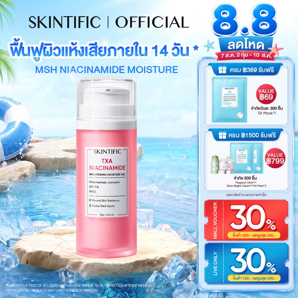 【FOURTH'S PICK】SKINTIFIC TXA Niacinamide Brightening Moisturizer 80g ไนอาซินาไมด์ ไบร์ทเทนนิ่ง มอยเจอร์ไรเซอร์ ครีมขาว