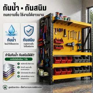 Bmzar ชั้นวางของ Pegboard ชั้นเหล็ก กันน้ำ กันสนิม DIY แข็งแรง รับหนัก 500KG ประกอบง่าย