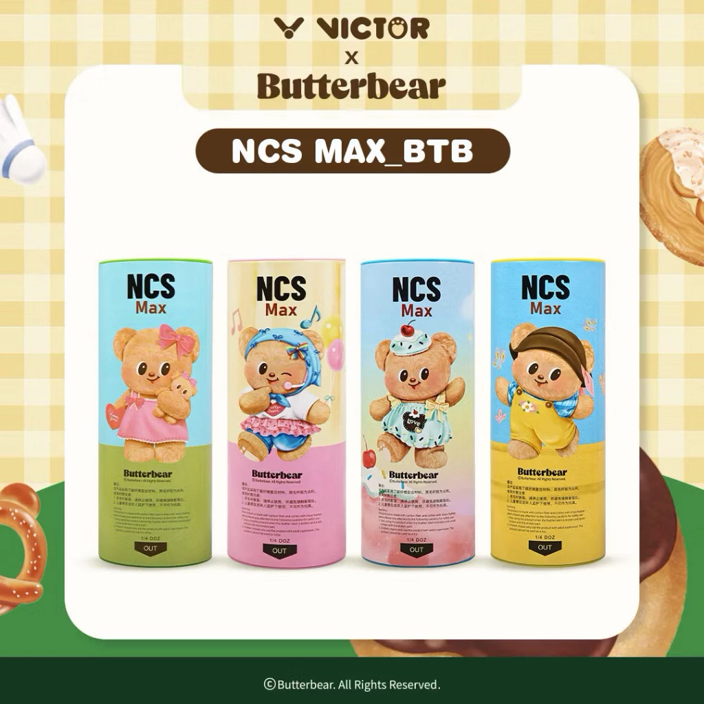 VICTOR ลูกแบดมินตัน รุ่น NCS MAX BUTTERBEAR (1หลอด 12ลูก/ และ 3ลูก) ขนสังเคราะห์ ใช้ทน