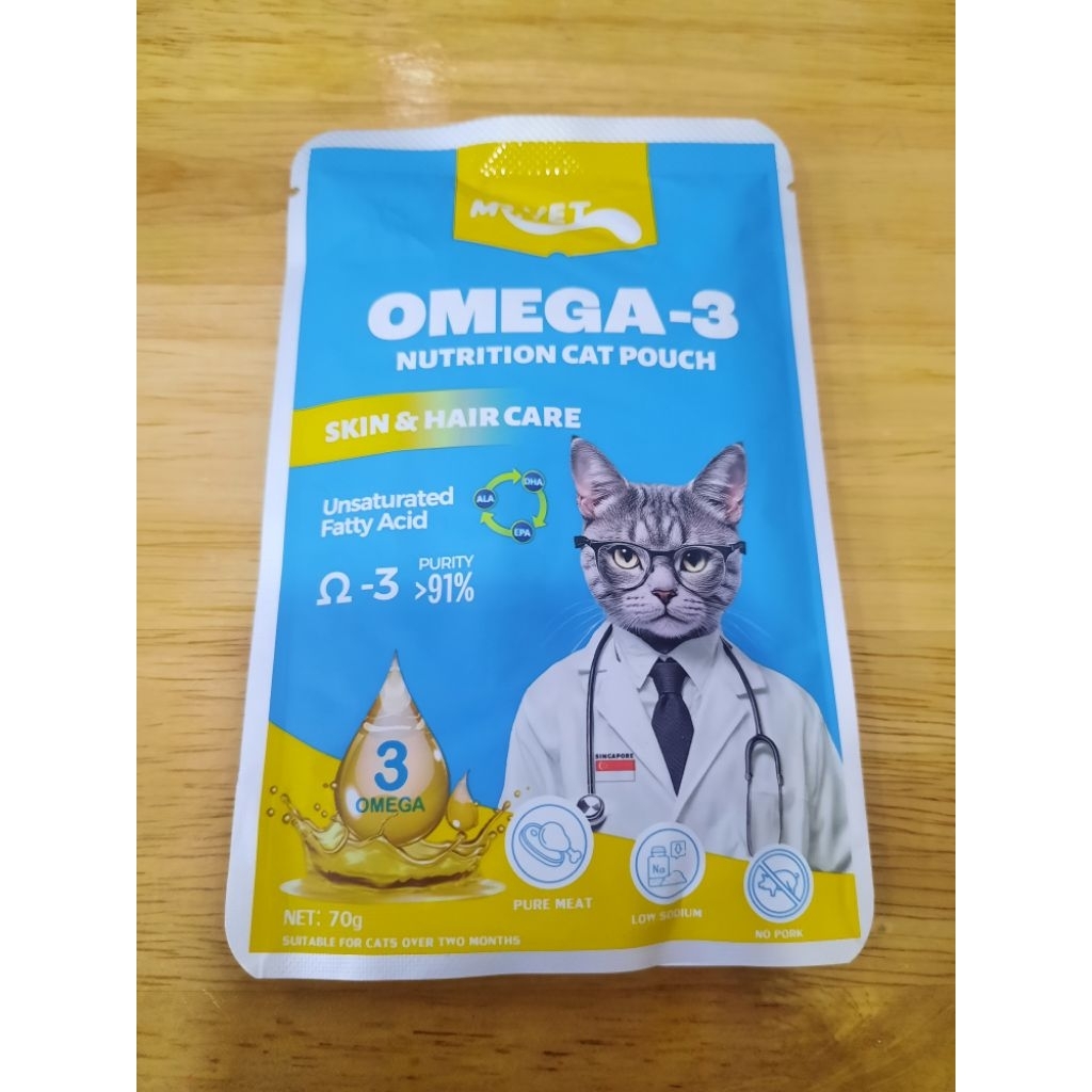 MR.VET Pouch อาหารแมวเปีย 70g. สูตร OMEGA-3