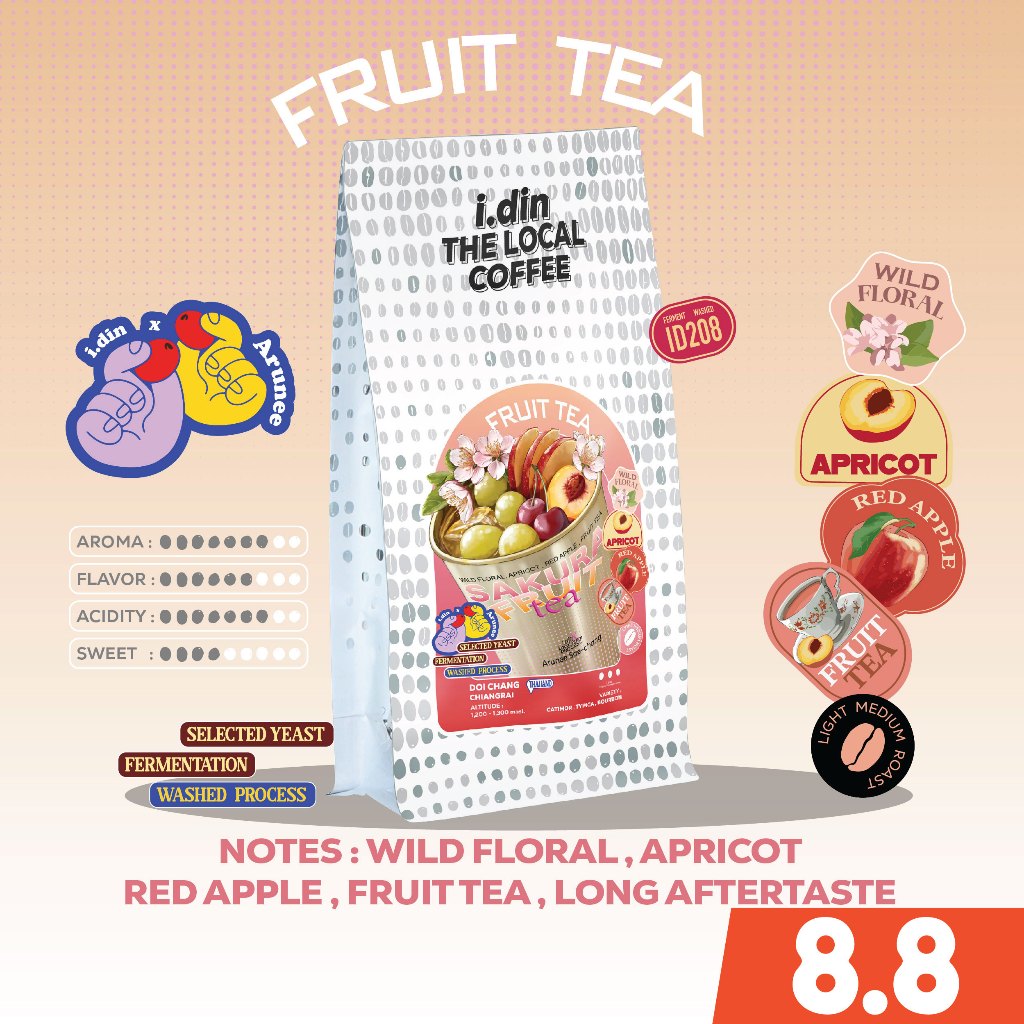 FRUIT TEA - i.din X Arunee PROCESS (09.08.69) WASHED PROCESS/ กาแฟ ดอยช้าง เชียงราย THAILAND COFFEE
