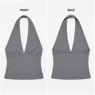 Atipashop - Spicy Halter Top | เสื้อคล้องคอ ทรงเข้ารูป ดีไซน์คอวีลึกช่วยเผยช่วงคอและไหล่อย่างสวยงาม