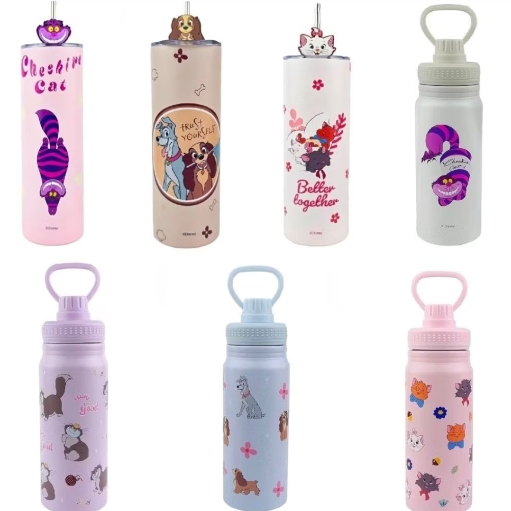 แก้วสแตนเลส Lady and tramp,cheshire และ marie กระบอกน้ำ ขนาด600ml