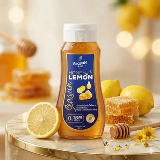 ไซรัปหญ้าหวาน สูตร KETO กลิ่นฮันนี่เลม่อน ตราสีสรร ขนาด 320 ml.