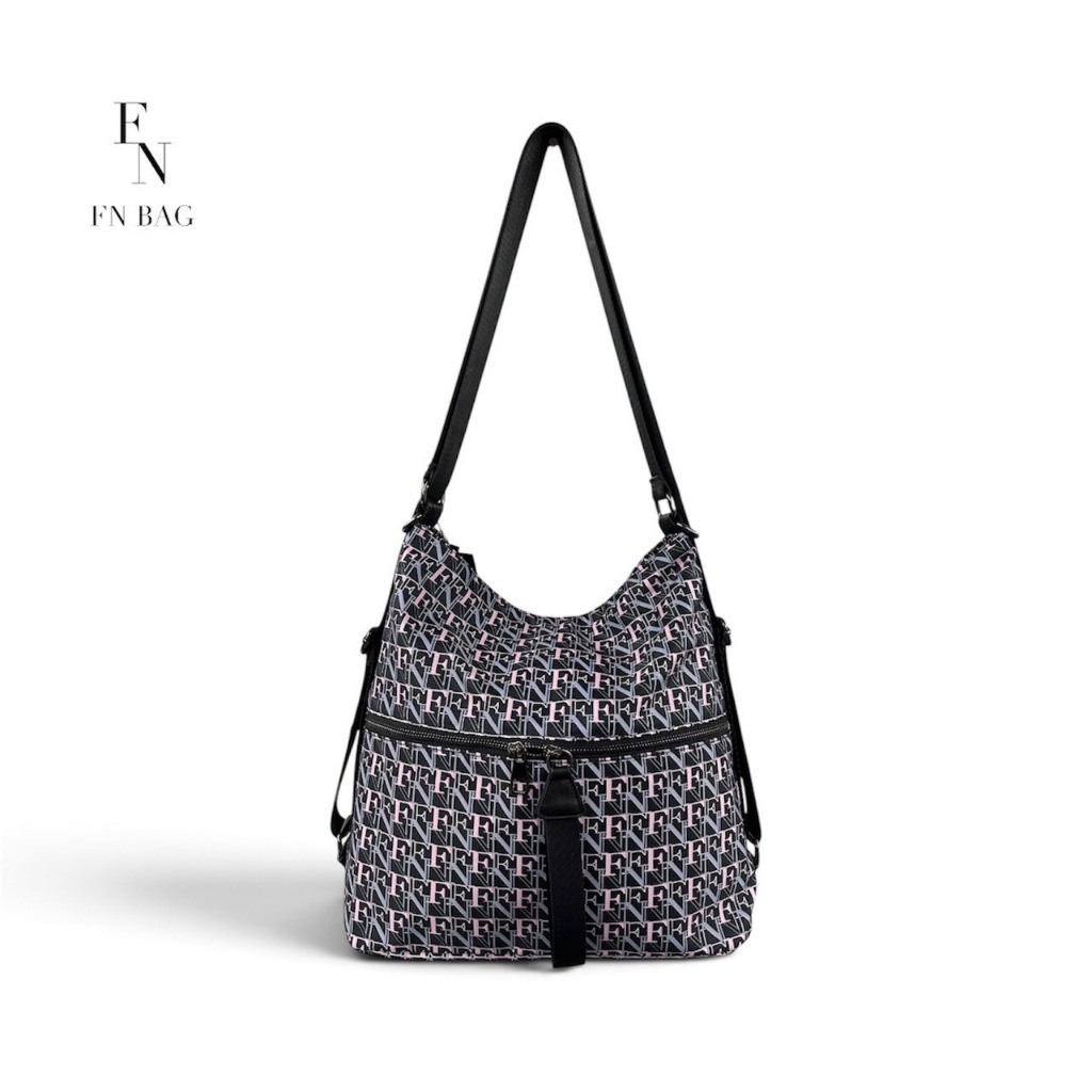 FN NYLON BAG : กระเป๋าผ้าไนล่อน ทอแน่น พิมพ์ลาย FN / Tote Bag / 1307-21-038