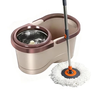 HOMESTUFF ไม้ม็อบถูพื้น Spin Mop หมุนได้ ชุดม็อบ ไม้ม็อบ พร้อมผ้า 1 ผืน