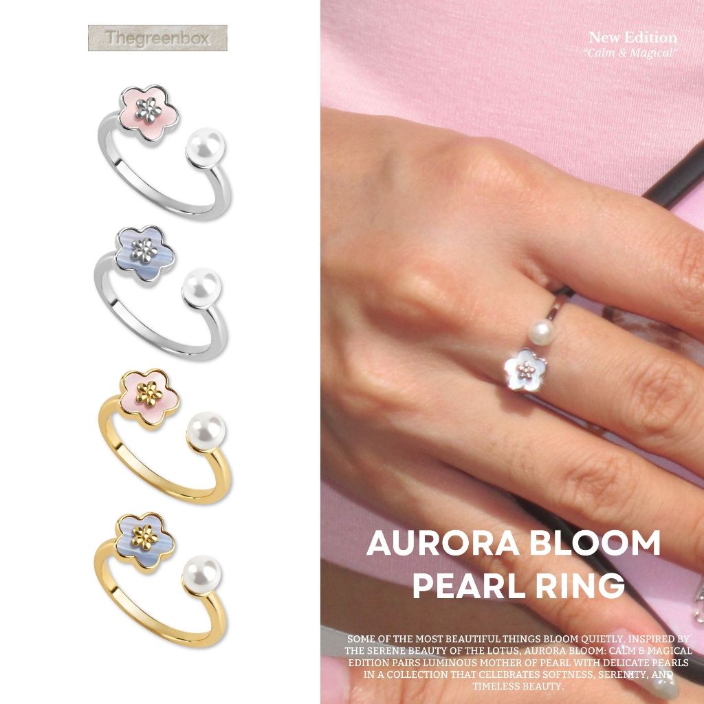 แหวน Aurora Bloom Pearl Ring - The Green Box