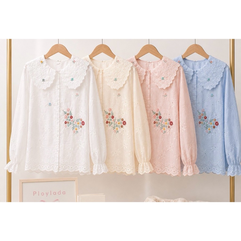 ป้าย Cotton store เสื้อผ้าคอตตอนเนื้อนิ่มปักลายทั้งตัว อก 43 นิ้ว ยาว 25 นิ้ว