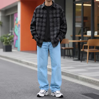 กางเกงยีนส์M.A.Z ยีนส์ผ้าฟอก ขากระบอก9นิ้ว Baggy ทรงกระบอกใหญ่