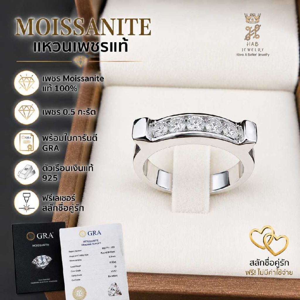 💍แหวนเพชรชาย M13 💎Moissanite Silver เงินแท้ 925
