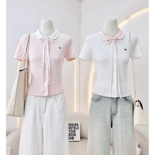 WA YA เสื้อเชิ้ตปกโค้ง กระดุมหน้า ผ้าไหมพรม