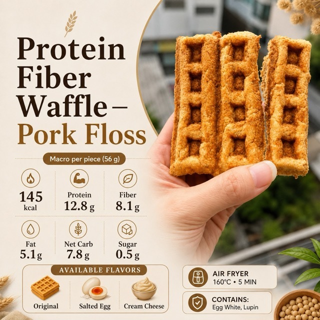 FF40 fitfinfirm protein fiber waffle หมูหยอง lowcarb ไร้แป้งสาลี ไม่ใส่น้ำตาล ไร้นมเนย  ( FF40)