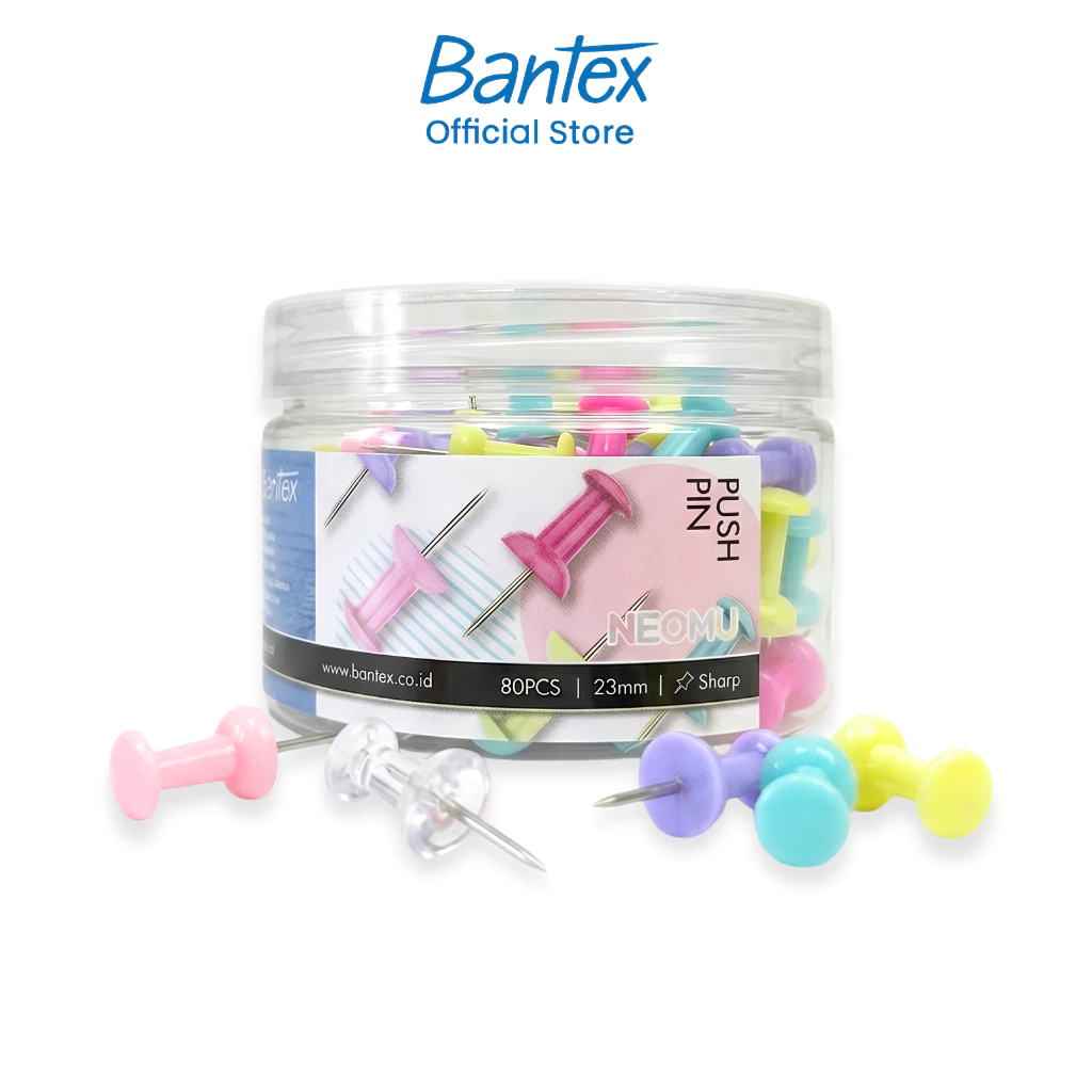 Bantex เข็มหมุด หมุดปักบอร์ด เข็มหมุดหลากสี ขนาด 1 นิ้ว อุปกรณ์สำนักงาน เครื่องใช้สำนักงาน Push-pin