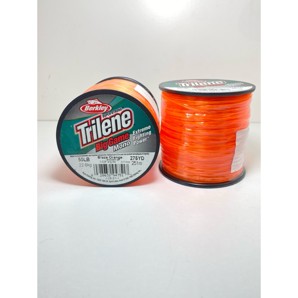 สายเอ็นตกปลา เอ็นเต็ม ไทริน Berkley Trilene Biggame เอ็นเต็ม 50 LB ผลิดจาก U.S.A.มีทั้งสีส้มและสีเขียวตอง