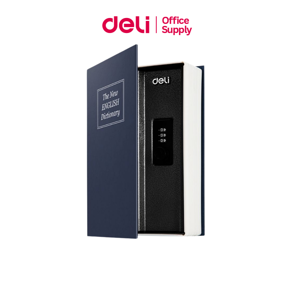 Deli กล่องเซฟ เซฟหนังสือ ล็อครหัสผ่านและกุญแจ เซฟสมุด สำหรับซ่อนสิ่งของมีค่า Book safe