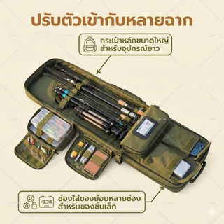 กระเป๋าเก็บอุปกรณ์ตกปลา กระเป๋าเป้สะพายหลัง Waterfroof กระเป๋าตกปลา 85 ซม. 100 ซม. 120 ซม. ถุง Molle ยุทธศาสตร์ไนลอน