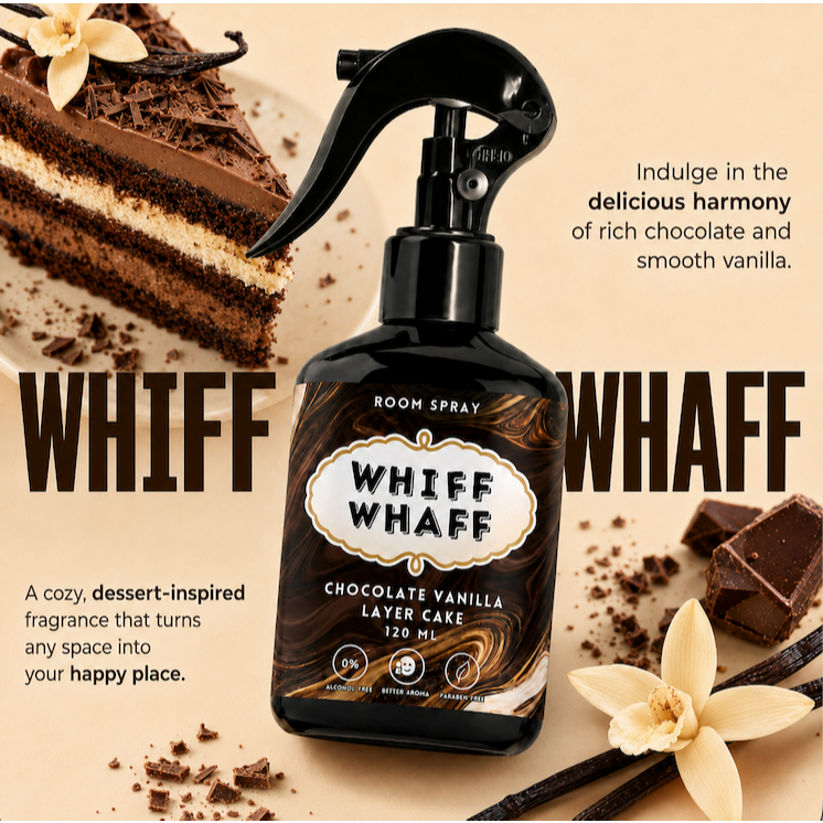 สเปรย์หอมกลิ่นเลเยอร์เค้กช็อกโกแลตวานิลา Chocolate Vanilla Layer Cake Whiffwhaff วิปวัป Roomspray Diffuser