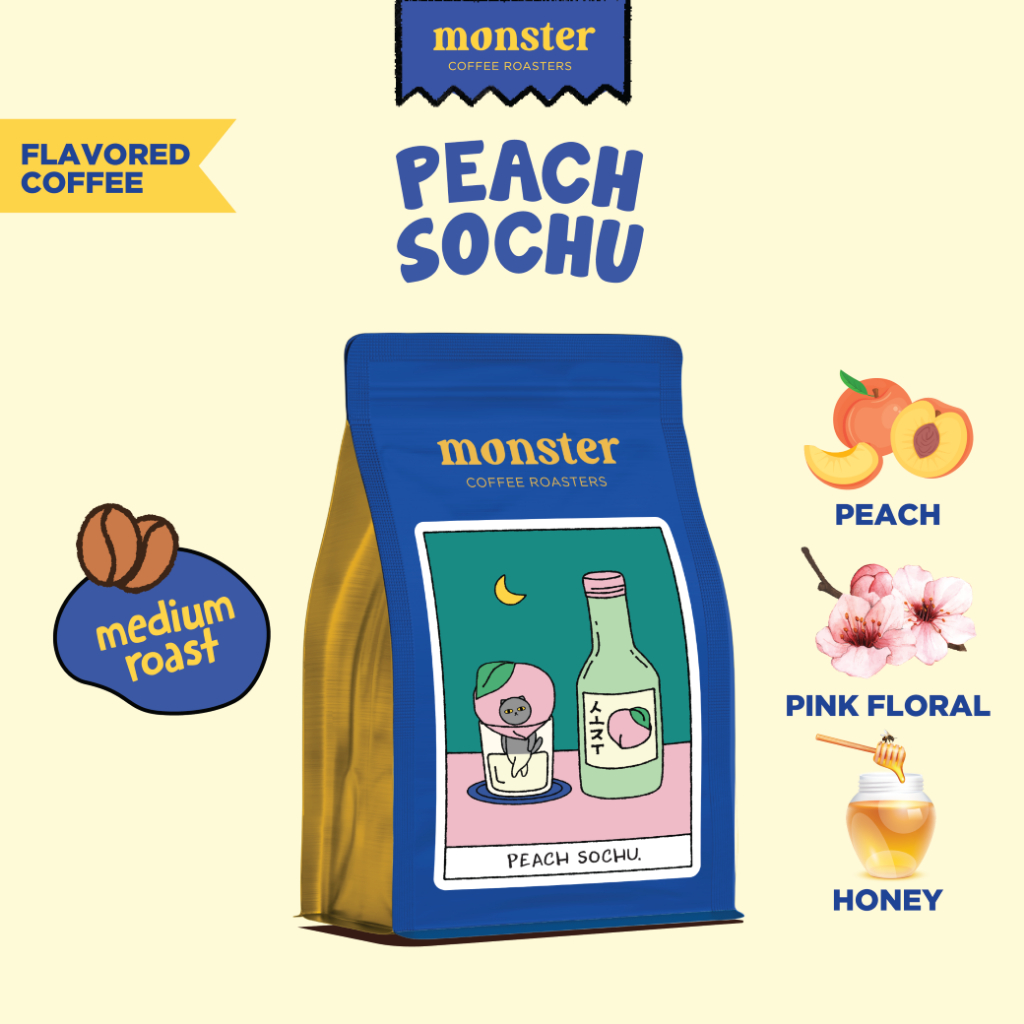 Monster Coffee Roaster เมล็ดกาแฟกลิ่นพีชโซจูคั่วกลาง PEACH SOCHU