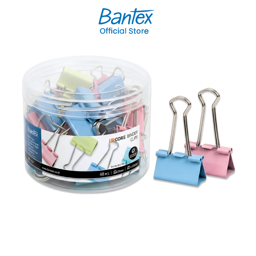 Bantex คลิปหนีบกระดาษ คลิปหนีบเอกสาร สีสดใส 12 - 60 ชิ้น ขนาด15/ 19/ 25/ 32/ 40/ 51มม. Binder Clip
