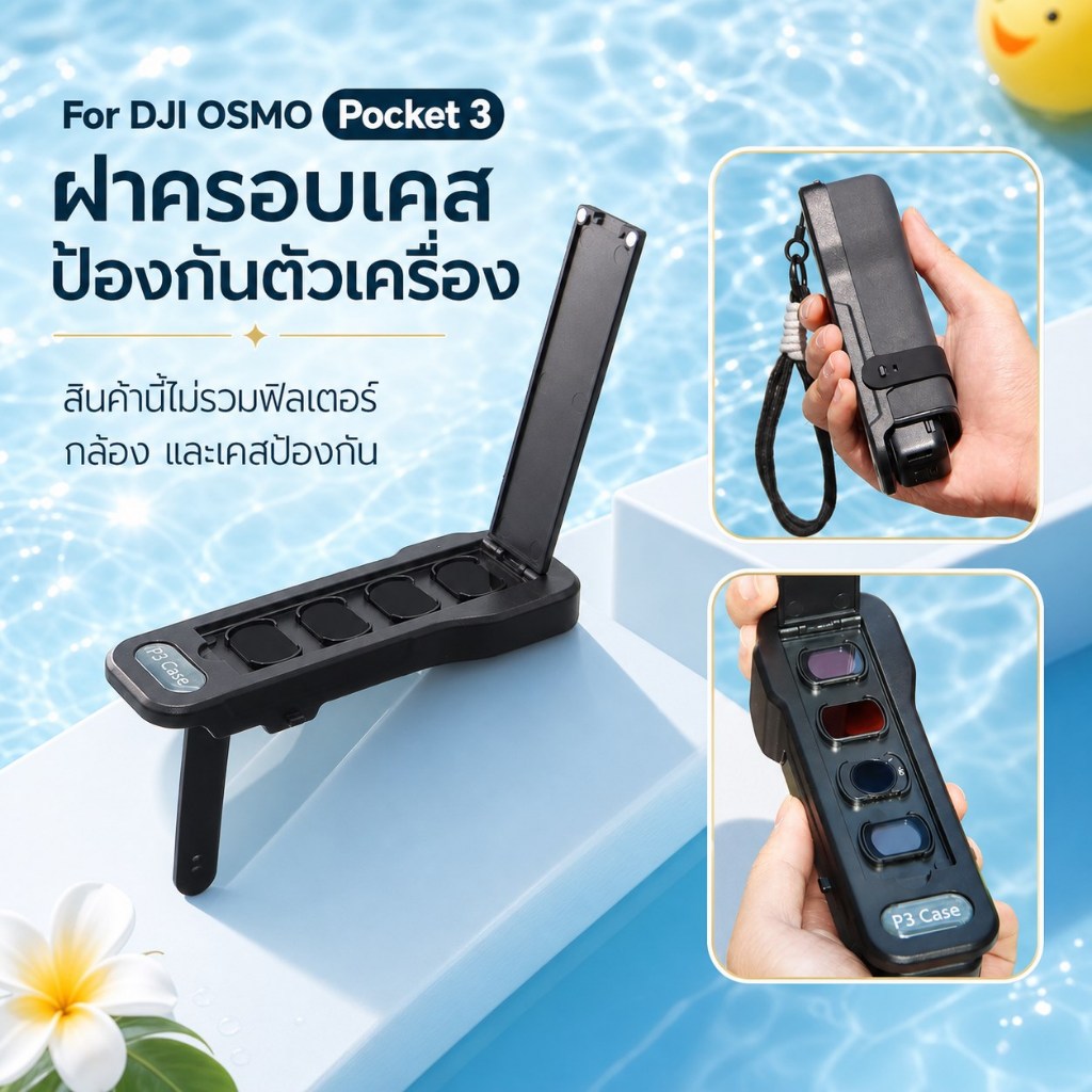เคสป้องกัน DJI Osmo Pocket 3 กันกระแทก พร้อมช่องเก็บฟิลเตอร์แม่เหล็ก 4 ชิ้น พกพาสะดวก