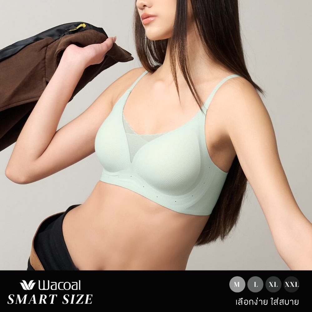 Wacoal Smart Size บราไร้โครง ฟองน้ำบาง 10 มิล รุ่น WB5Y03 สีเขียวอ่อน (LM)