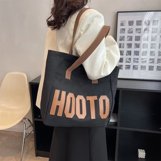 HOOTO กระเป๋าผ้าใบความจุขนาดใหญ่สำหรับนักเรียนหญิงเข้าเรียน กระเป๋าสะพายถือแบบพกพาผู้หญิง ✅พร้อมส่งจากไทย ✅