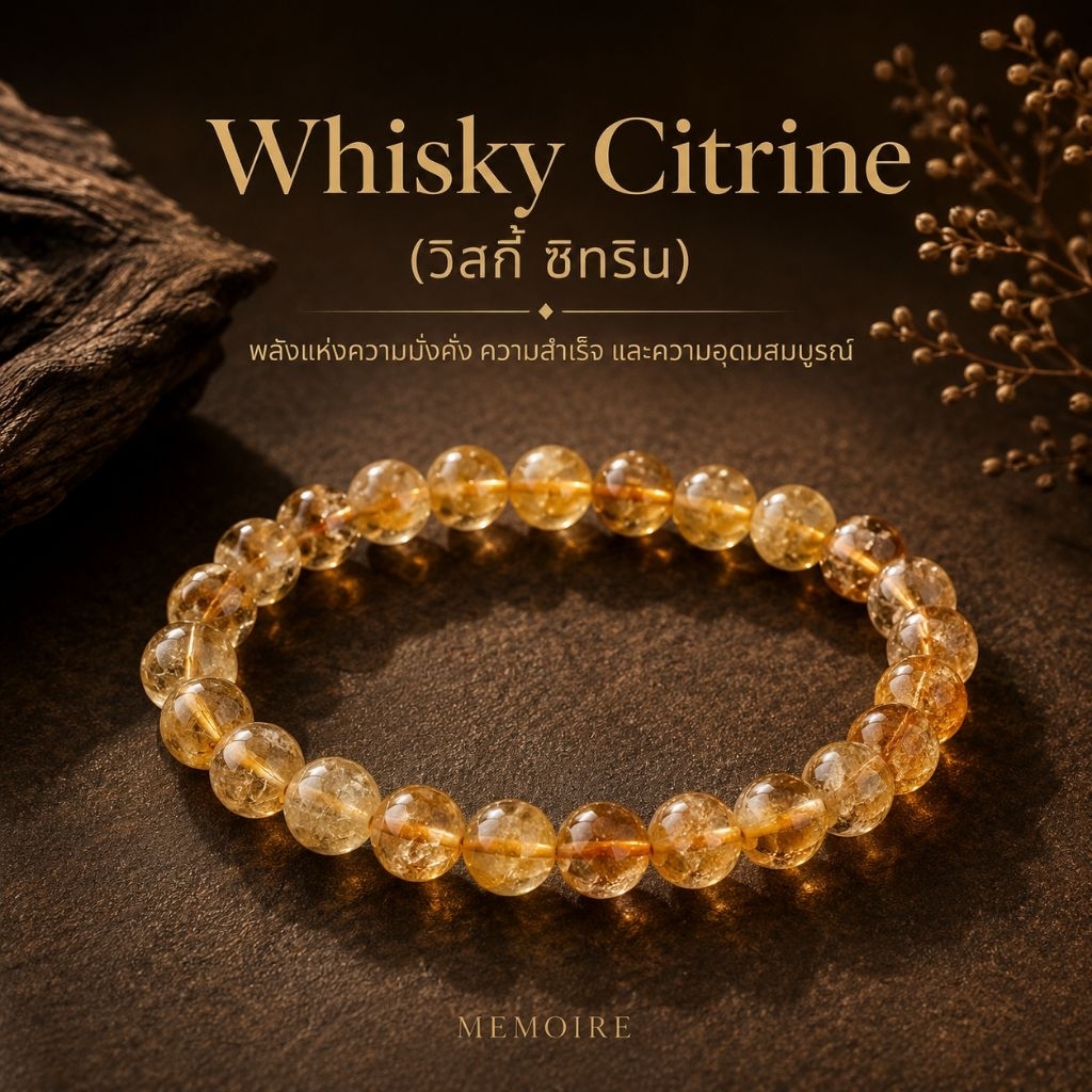 กำไลหิน Whisky Citrine วิสกี้ซิทริน หินธรรมชาติ เสริมความมั่งคั่ง ความสำเร็จ | MEMOIRE