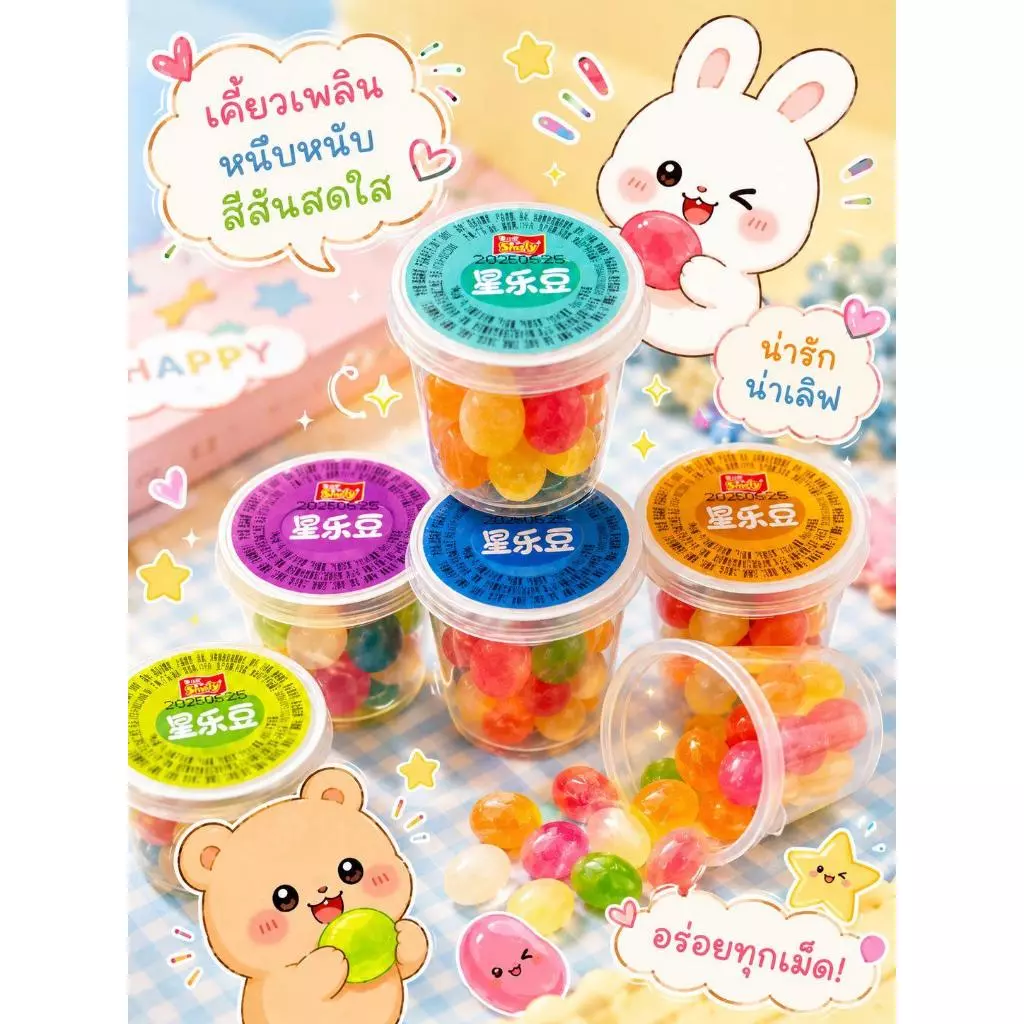 เยลลี่กรอบ ผลไม้หนึบหนับ (GELATIN CANDY) จำนวน 1 ถาด (30 ชิ้น)