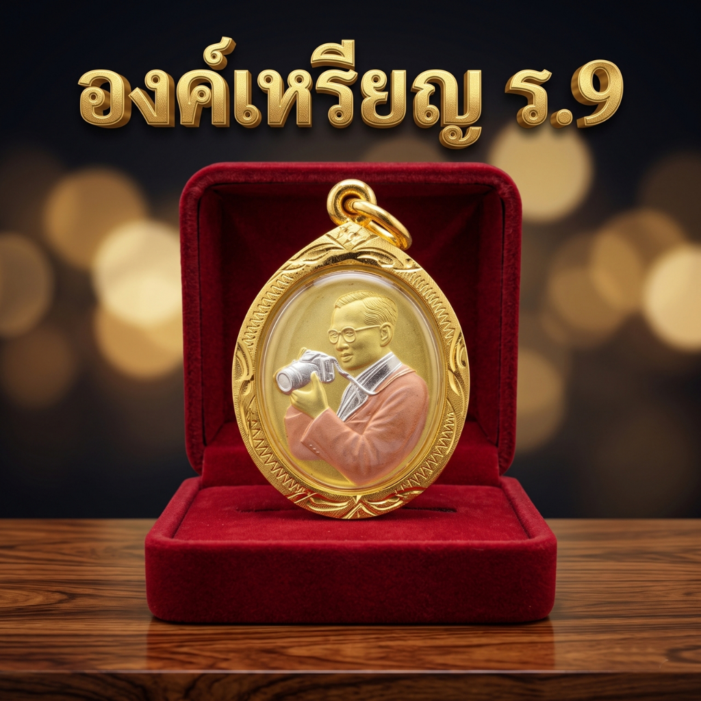 "กรอบมงคลทองชุบ 24K เหรียญในหลวง ร.9 ผิวสามกษัตริย์ – ขนาดพกพา เมตตา เจริญรุ่งเรือง"