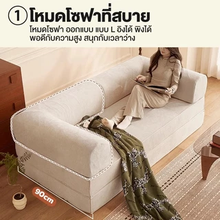 Dreamory โซฟา เตียงโซฟาปรับระดับได้พร้อมหมอน 2 ใบ พร้อมขาตั้งโลหะคงที่ ล้างทำความสะอาดได้ เฟอร์นิเจอร์