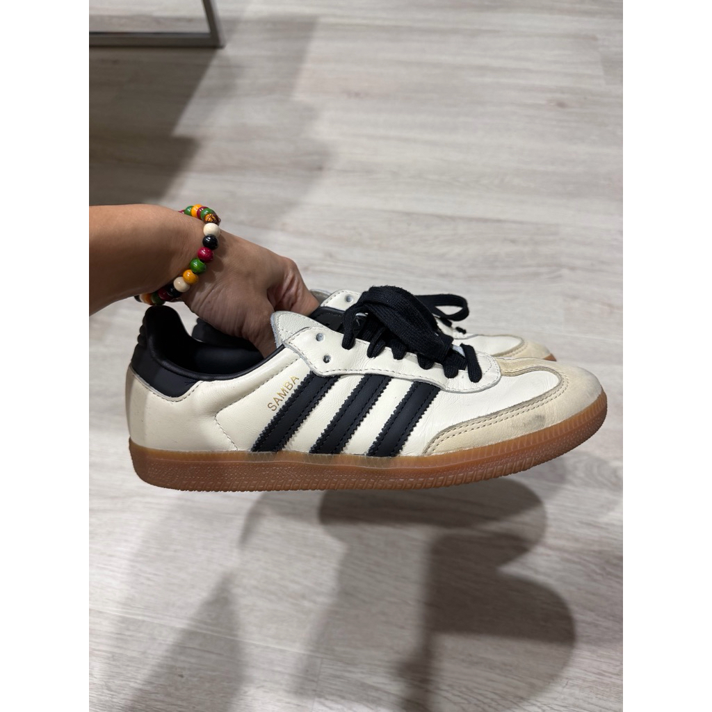 Adidas Samba OG "Cream White Sand Strata/Black Wonder White (W) (มือ2) size 7US/5.5UK/24JP