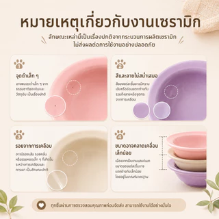 PETWELL ชามอาหารสัตว์เลี้ยงเซรามิก สำหรับแมวและสุนัข ใช้ใส่อาหารเปียก อาหารแห้ง และน้ำ