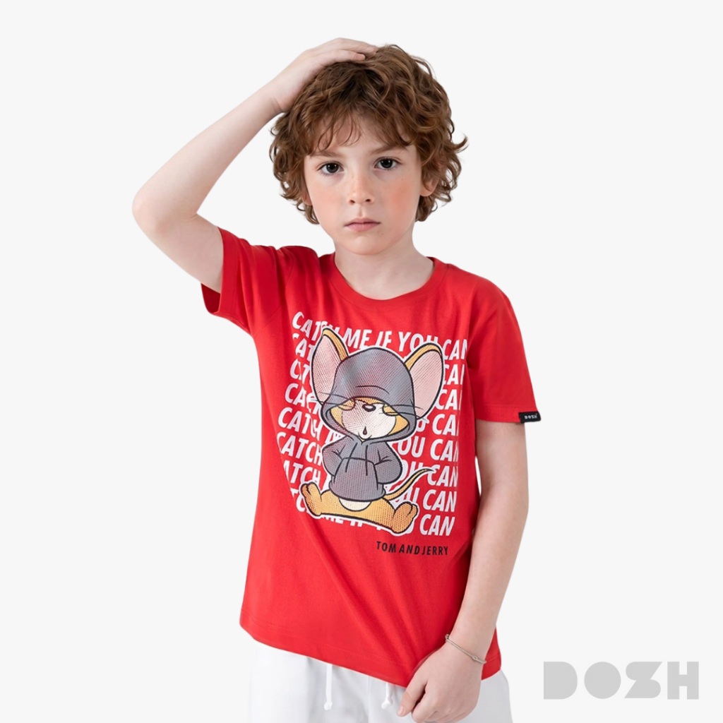 DOSH KID'S T-SHIRTS TOM AND JERRY เสื้อยืดคอกลมเด็ก DTJBT5005-RE (4-12)